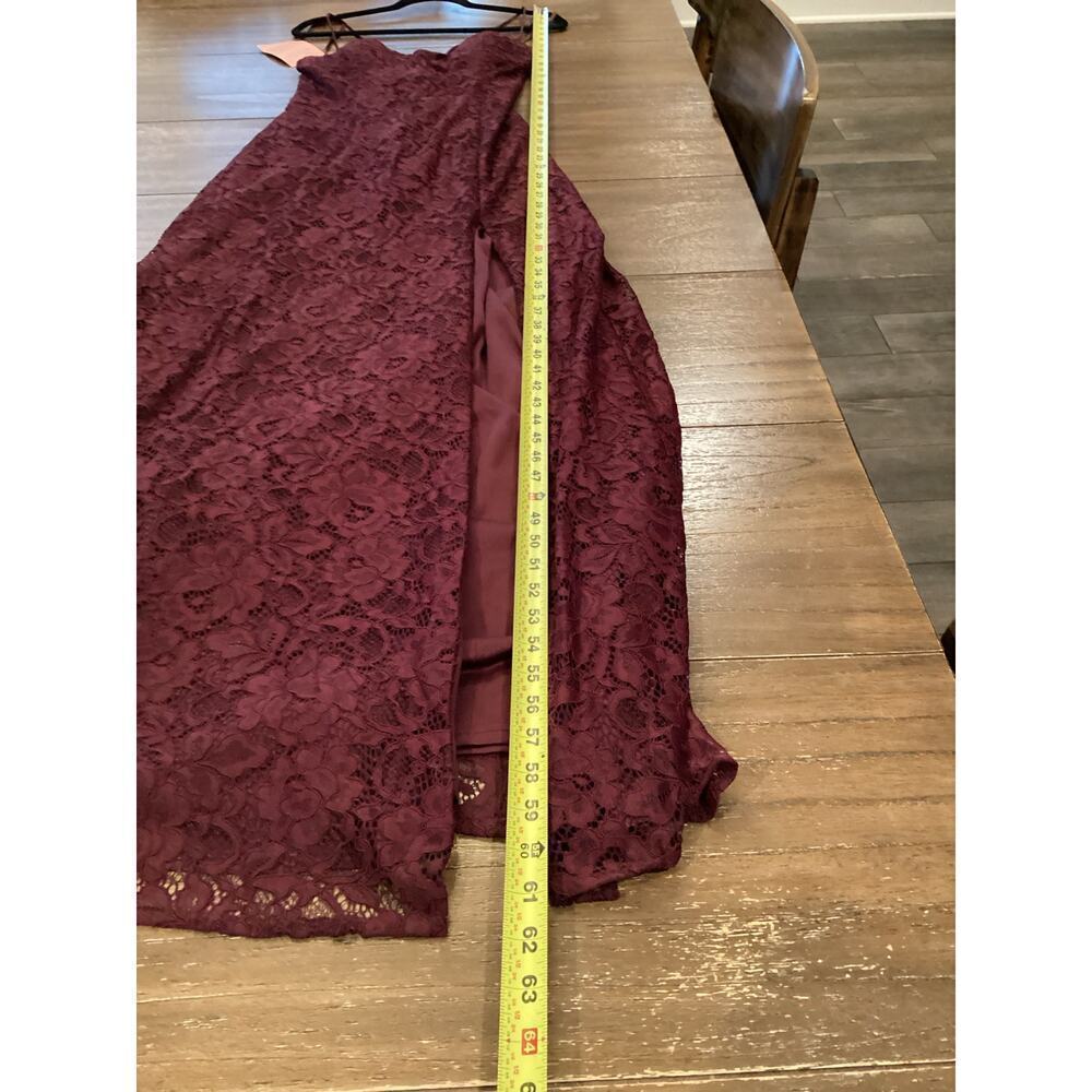 Anthropologie BHLDN Emma Sweetheart Sleeveless Lace Long Gown Front Slit Wine 12 - Picture 8 of 16